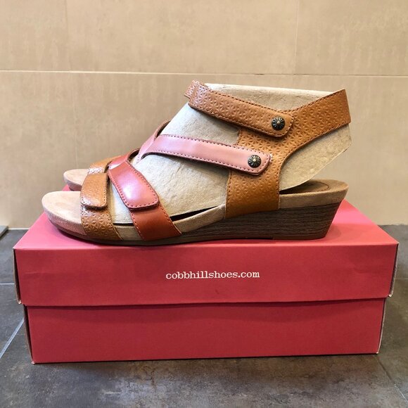 Rockport Cobb Hill Women’s Hollywood 4-strap Tan Wedge Sandals - Picture 5 of 8